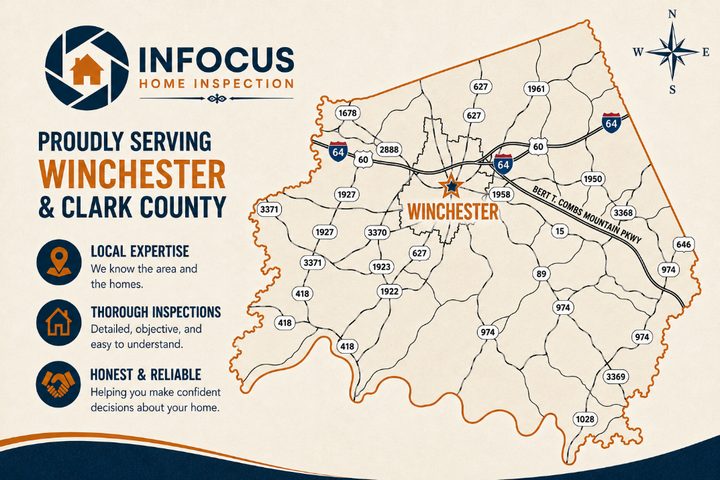 Map showing Winchester at the center of Clark County, Kentucky